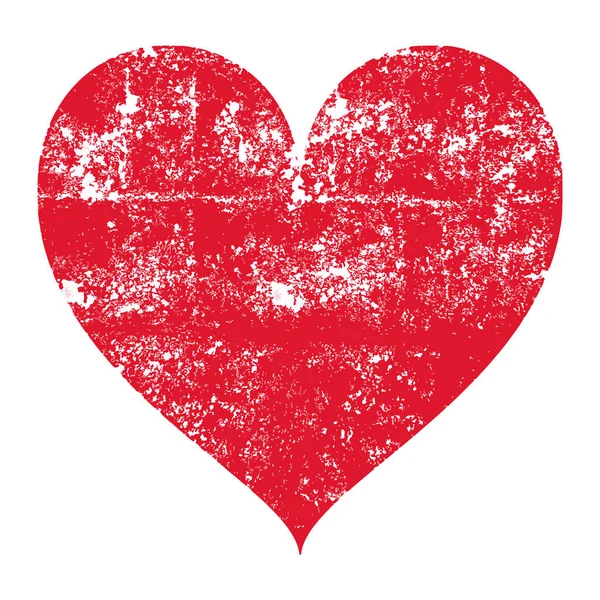 Ізольоване Гранжеве Червоне Серце Білому Тлі Векторна Графіка Ілюстрація Eps10 — стоковий вектор