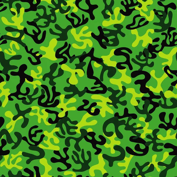 Bosque Sin Costuras Verde Cal Negro Patrón Camuflaje Militar Color — Vector de stock