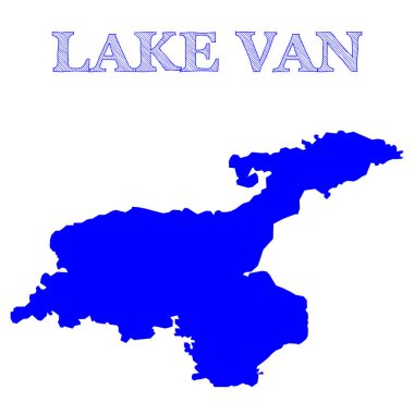 Isolated blue map of Lake Van, located in eastern Turkey - Eps10 vector graphics and illustration clipart