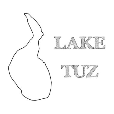 Türkiye 'nin orta kesiminde yer alan Türkiye' nin en büyük ikinci gölü olan Tuz Gölü 'nün (Salt Lake) izole hatları - Eps10 vektör grafikleri ve illüstrasyonu