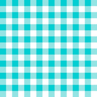 Turkuaz ve beyaz dikişsiz tartan desenli çizgili ve kareli - Eps10 vektör grafikleri ve illüstrasyonu