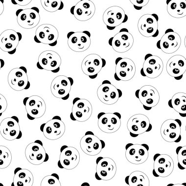 Beyaz zemin üzerinde kusursuz siyah beyaz bir panda deseni - Eps10 vektör grafikleri ve illüstrasyon