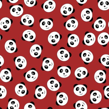 Kahverengi bir arka planda kusursuz siyah beyaz panda deseni - Eps10 vektör grafikleri ve illüstrasyon