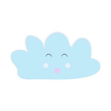 Beyaz arkaplanda izole edilmiş renkli ve gülümseyen bulut - Eps10 vektör grafikleri ve illüstrasyonu