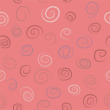 Renkli spiralleri olan soyut pembe dikişsiz desen - Eps10 vektör grafikleri ve illüstrasyon