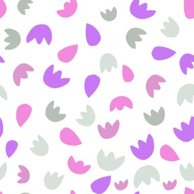 Renkli çiçekli kusursuz beyaz desen - Eps10 vektör grafikleri ve illüstrasyon