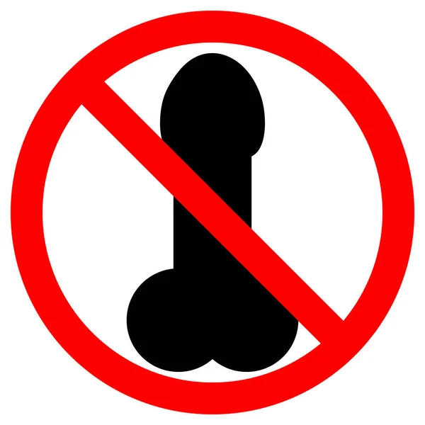 Flat Black Penis Icon Forbidden Sign Red Isolated White Background — ストックベクタ