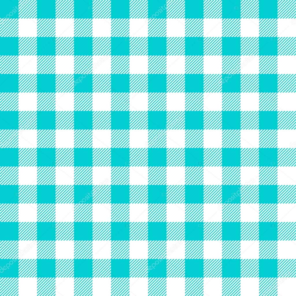 Turquoise and white seamless checkered tartan pattern with stripes and squares - Eps10 vector graphics and illustration