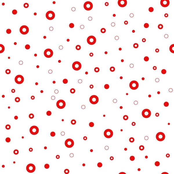 白い背景に赤い点と円が描かれたシームレスなパターン Eps10ベクトルグラフィックとイラスト — ストックベクタ