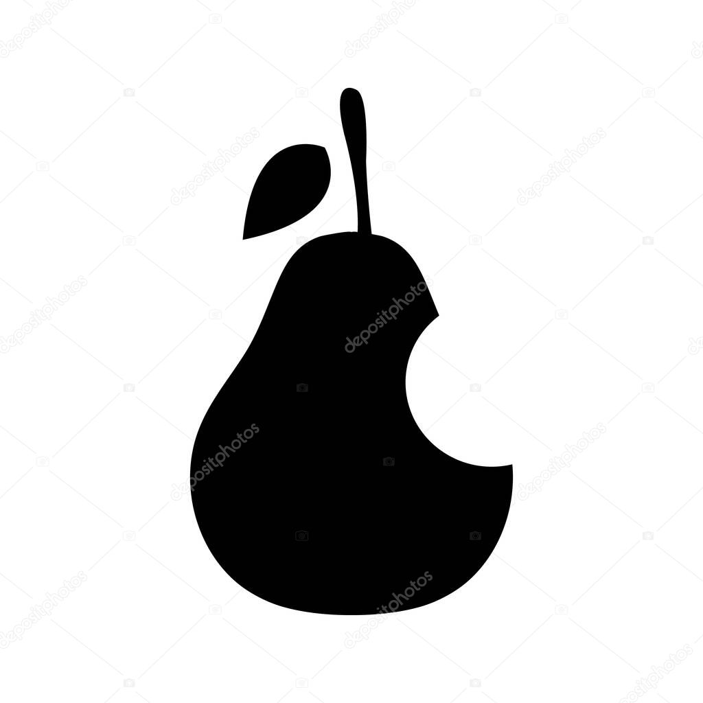 A bitten black pear logo on a white background - Eps10 vector graphics and illustration