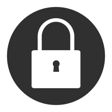 Düz ve beyaz asma kilit simgesi kilitlendi ve gri ve beyaz arkaplanda izole edildi - Eps10 vektör grafikleri ve illüstrasyon