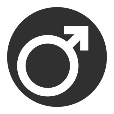 Gri ve beyaz arkaplanda izole edilmiş beyaz erkek cinsiyet sembolü - Eps10 vektör grafikleri ve illüstrasyon