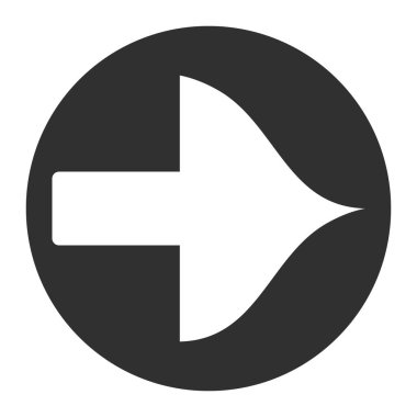 Beyaz ok simgesi gri ve beyaz arka planda yay ile izole. Düz tasarım ok doğru yönü gösterir - Eps10 vektör grafikleri ve illüstrasyon