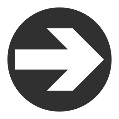 Beyaz ve basit ok simgesi gri ve beyaz arkaplanda izole edildi. Düz tasarım ok doğru yönü gösterir - Eps10 vektör grafikleri ve illüstrasyon