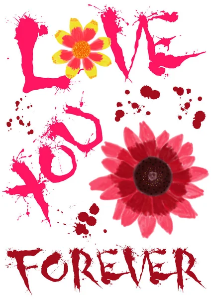Barevný Grafický Design Trička Typografie Citátem Love You Forever Akvarelem — Stockový vektor