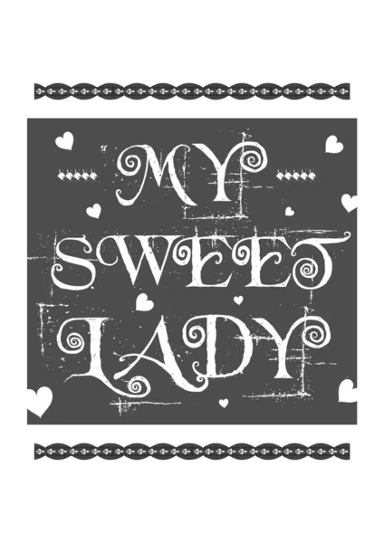 Grunge Grau Weißes Shirt Grafikdesign Mit Sweet Lady Zitat Zum — Stockvektor