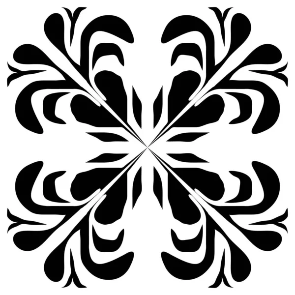 Isolado Simétrico Ornamento Preto Branco Eps10 Desenho Gráfico Vetorial Ilustração — Vetor de Stock