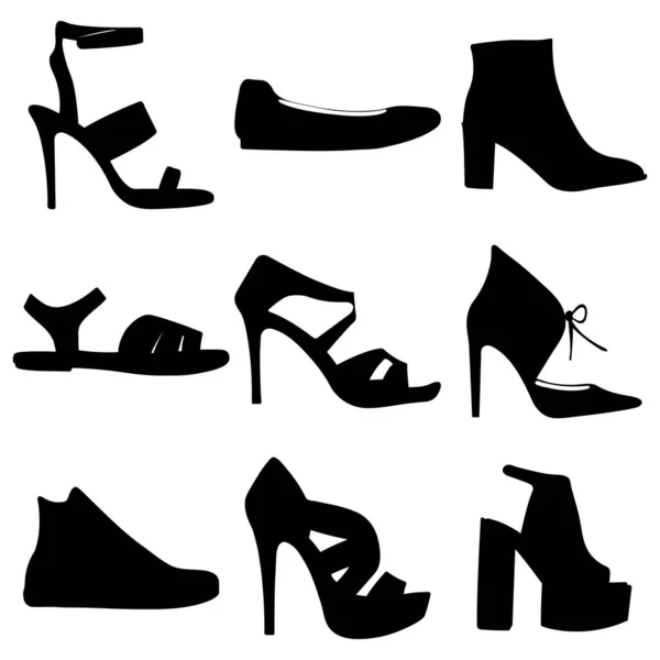Mulheres Isoladas Sapatos Vetor Definido Fundo Branco Eps10 Vector Gráficos —  Vetores de Stock