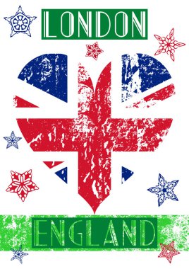 Renkli ve grunge Londra tişörtü ve 