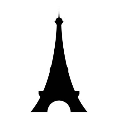 İzole edilmiş ve elle çizilmiş siyah Paris Eyfel Kulesi beyaz arkaplanda ön siluet sanatı - Bölüm 10 Vektör grafikleri ve illüstrasyon