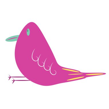 Tuhaf ve renkli bir kuş çizgi filmi. Anaokulu çocuk kitapları için tek kuşlu klip sanatı - Eps10 Vektör grafikleri ve illüstrasyonu