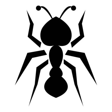 Beyaz zemin üzerinde tek ve soyut siyah karınca silueti - Eps10 vektör grafikleri ve illüstrasyon
