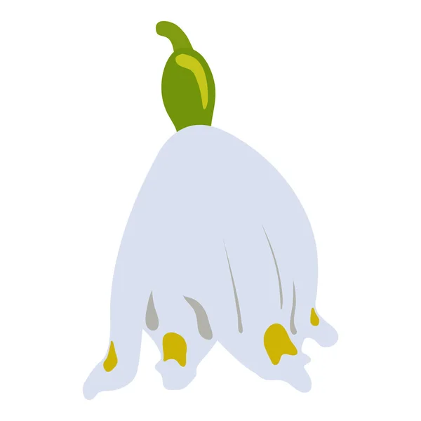 Handgetekende Geïsoleerde Snowdrop Bloem Galanthus Bloem Met Witte Gele Bloemblaadjes — Stockvector