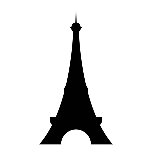 Isolado Desenhado Mão Preto Paris Torre Eiffel Silhueta Frontal Clip —  Vetores de Stock