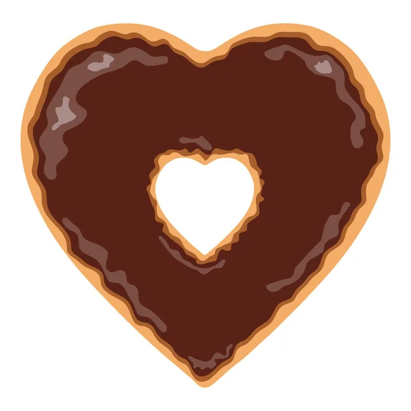 Pinza Donut Aislada Con Forma Corazón Cubierta Chocolate Sobre Fondo — Vector de stock