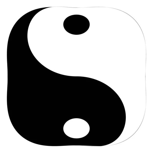 Aislado Cuadrado Blanco Negro Yin Yang Símbolo Armonía Equilibrio Filosofía — Vector de stock