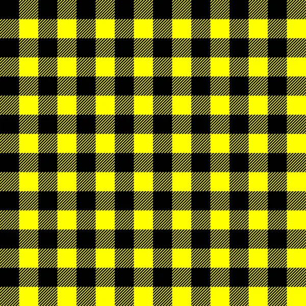 Nahtlos Kariertes Muster Mit Schwarz Gelben Streifen Und Quadraten Eps10 — Stockvektor