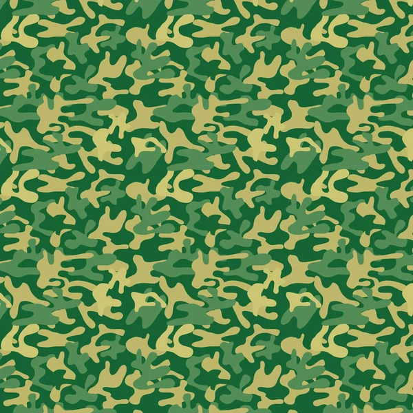 无缝隙的军事伪装模式 林地图案由深绿色 森林绿色 浅色和土黄色组成 矢量和图解 — 图库矢量图片
