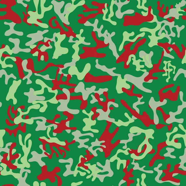Patrón Camuflaje Militar Verde Rojo Sin Costuras Para Disfraz Tierra — Vector de stock