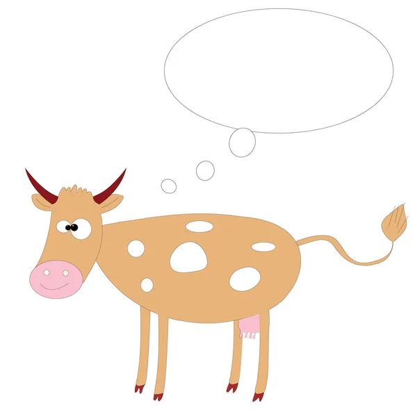 Cartone Animato Isolato Colorato Una Mucca Con Palloncino Conversazione Libri — Vettoriale Stock