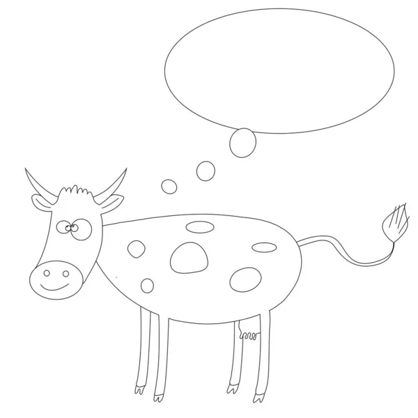 Dessin Animé Isolé Vierge Une Vache Avec Ballon Conversation Pour — Image vectorielle