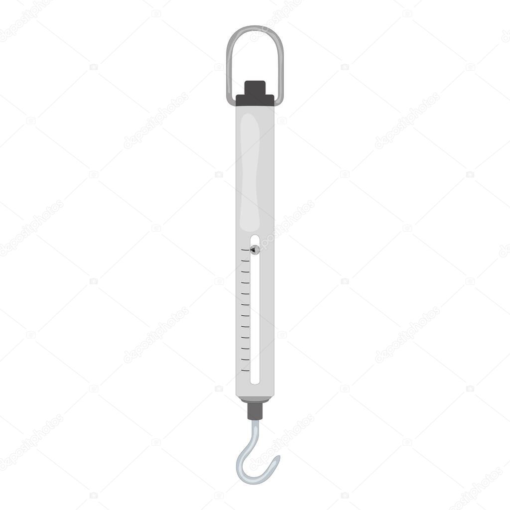 Isolated gray dynamometer with a hook and result indicator for scientific purposes on a white background - Eps10 Vector graphics and illustration