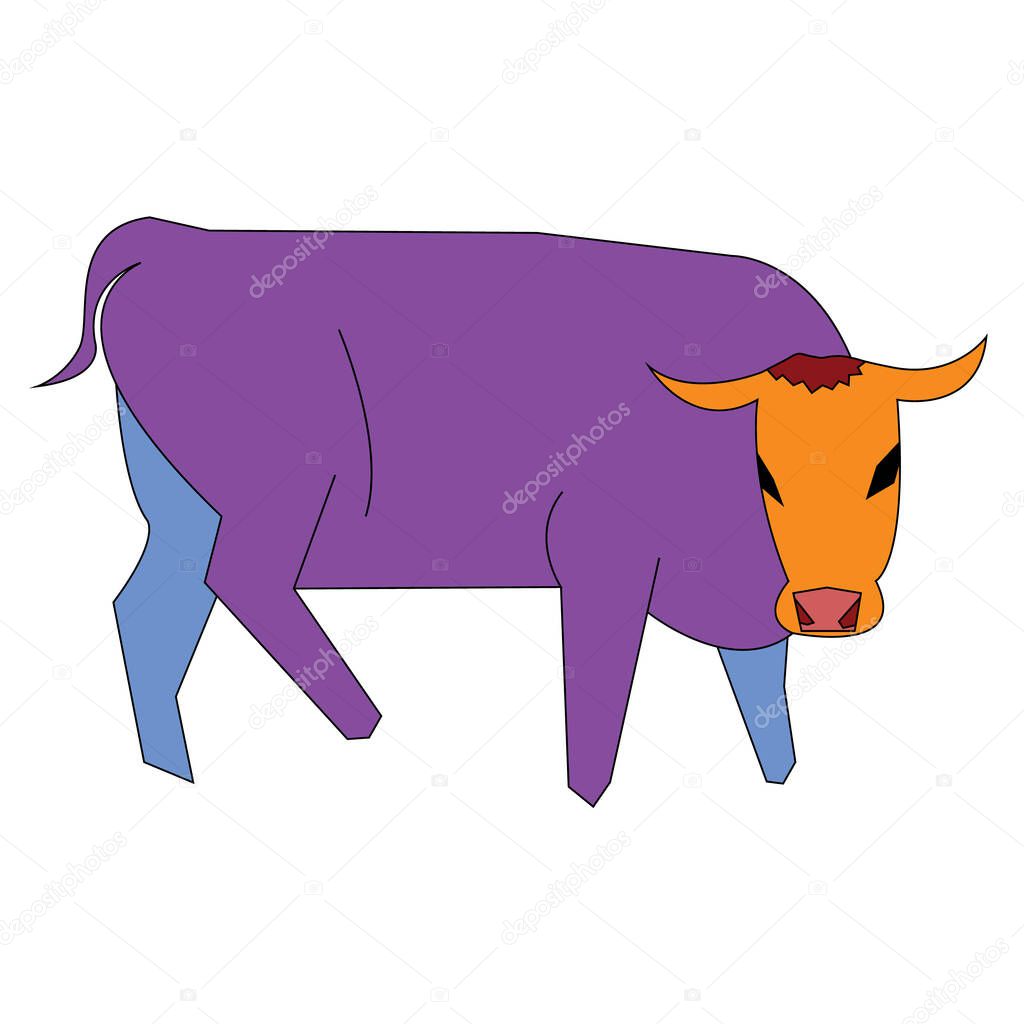  Isolated abstract and colorful bull cartoon - Vector and illustration