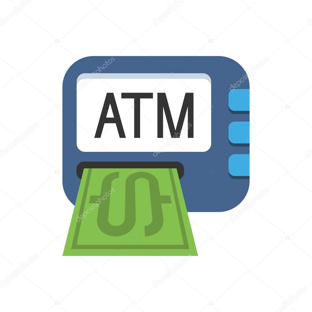 Cute ATM icon for banner, general design print and websites. Ill