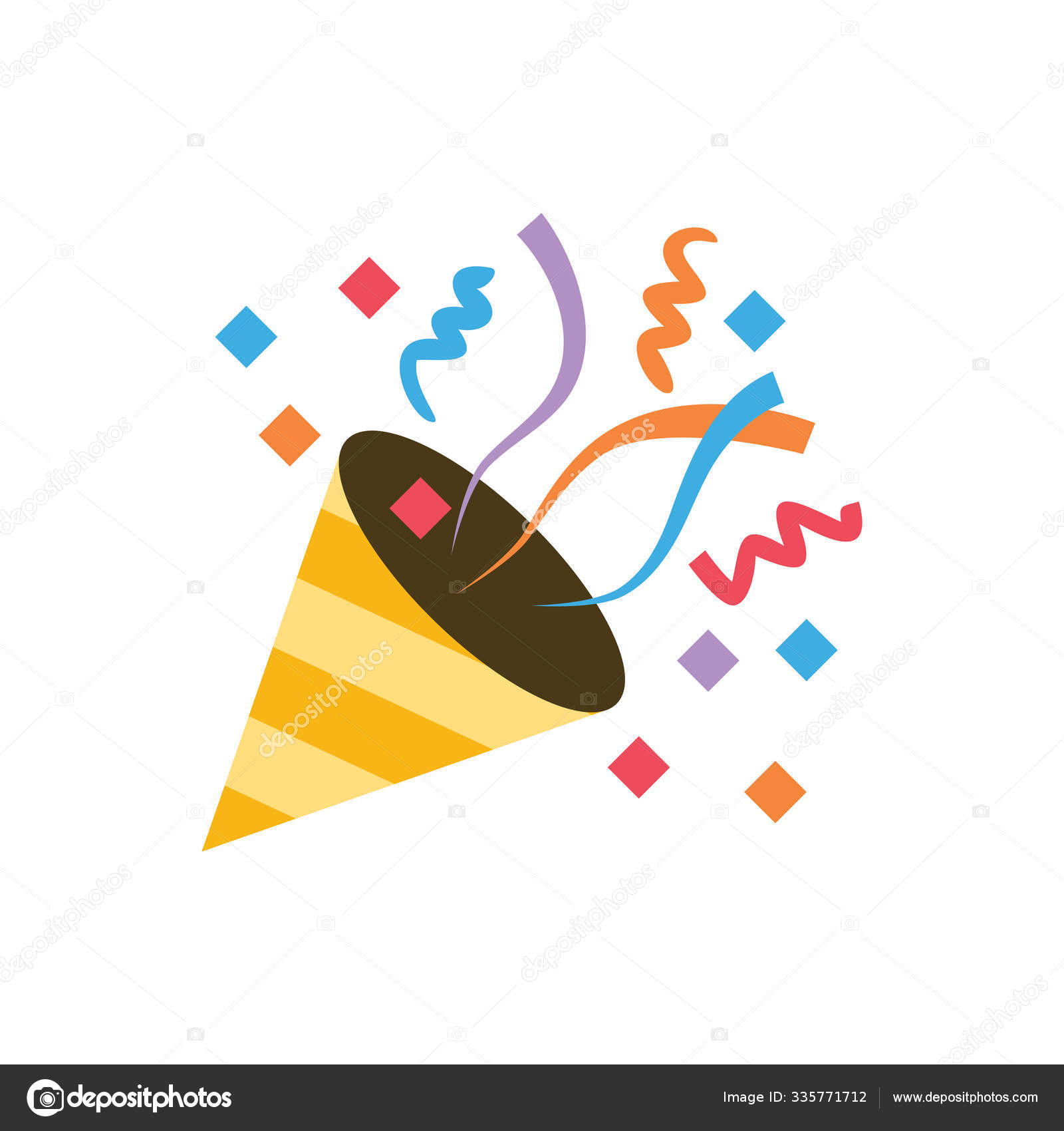 Confetti cannon, paper shoot icon for banner, general design pri Stock