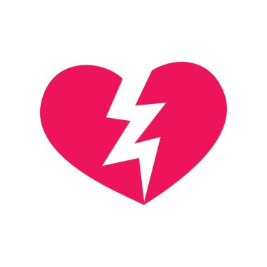 Pankart, genel tasarım baskısı ve web siteleri için Şirin Kırık Kalp şekli simgesi. Görüntü vektörü.