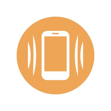 Pankart, genel tasarım baskısı ve web siteleri için şirin telefon titreşim simgesi. Görüntü vektörü.