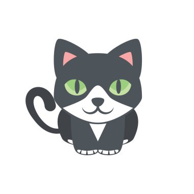 Pankart için şirin kedi simgesi, genel tasarım baskısı ve web siteleri. Hasta.