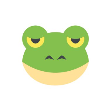 Pankart için şirin yeşil kurbağa yüz simgesi, genel tasarım yazdırma ve w