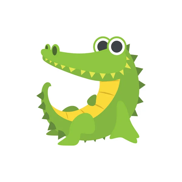 可爱的绿色鳄鱼图标的横幅，通用设计和w — 图库矢量图片