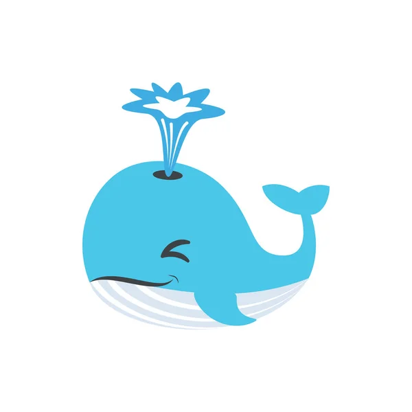 Cute Blue Whale spewing water icon for banner, general design pr — 스톡 벡터