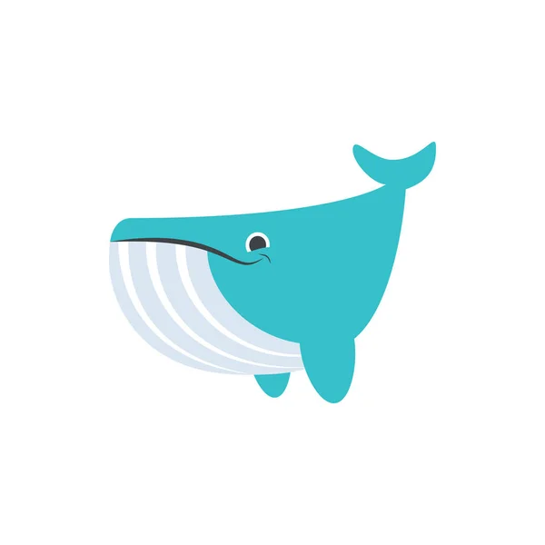 Roztomilá modrá velryba chrlící vodu ikona pro banner, obecný design pr — Stockový vektor