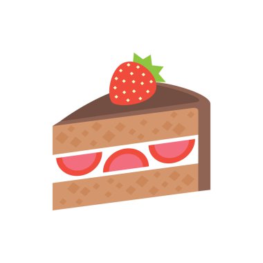 Pankart için şirin çilekli pasta ikonu, genel tasarım baskısı ve w