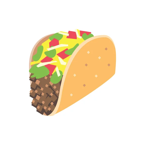 Söt mexikansk Taco ikon för banner, allmän design tryck och webb — Stock vektor