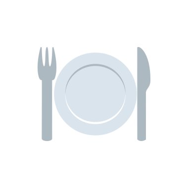 Şirin çatallar, tabaklar, bıçaklar, yemek masası simgesi afiş için, cins