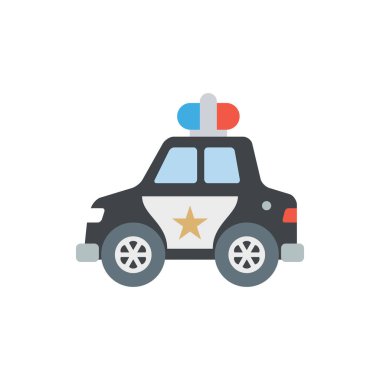 Pankart için şirin polis arabası yan simgesi, genel tasarım baskısı ve w